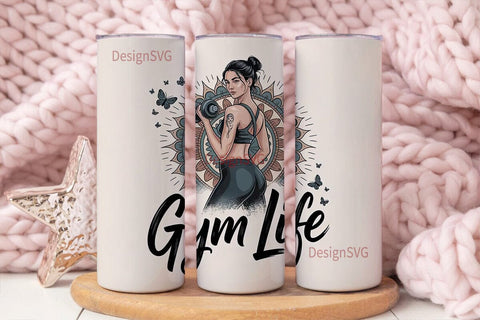 Gym Life Mandala 20oz Tumbler Wrap Sublimation DesignSVG 