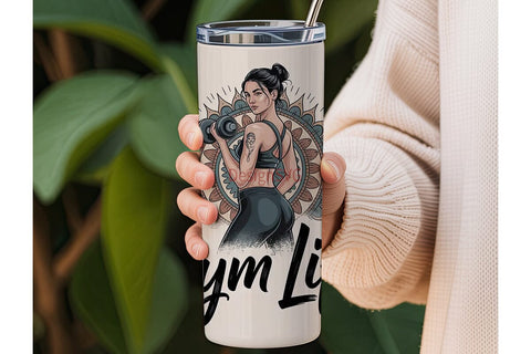 Gym Life Mandala 20oz Tumbler Wrap Sublimation DesignSVG 