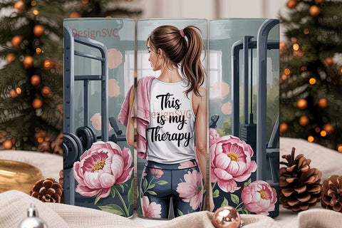 Gym Therapy Floral 20oz Tumbler Wrap Sublimation DesignSVG 