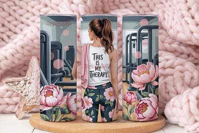Gym Therapy Floral 20oz Tumbler Wrap Sublimation DesignSVG 