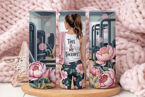 Gym Therapy Floral 20oz Tumbler Wrap Sublimation DesignSVG 
