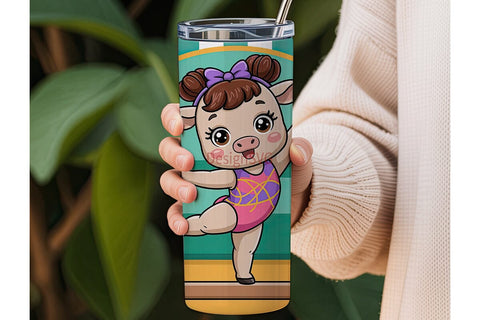 Gymnast Cow 20oz Tumbler Wrap Sublimation DesignSVG 