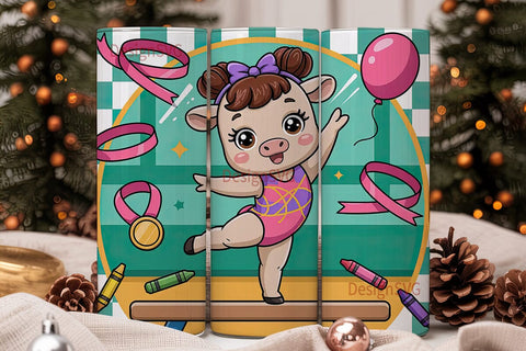 Gymnast Cow 20oz Tumbler Wrap Sublimation DesignSVG 