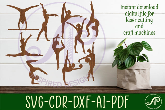 Gymnast Silhouette laser cut shapes x 10 SVG SVG APInspireddesigns 