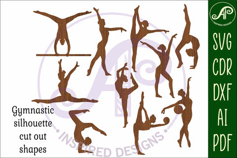 Gymnast Silhouette laser cut shapes x 10 SVG SVG APInspireddesigns 