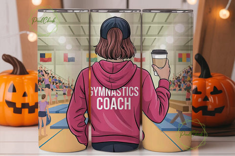 Gymnastics Coach 20oz Tumbler Wrap Sublimation PixelChick 