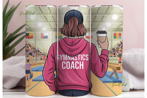 Gymnastics Coach 20oz Tumbler Wrap Sublimation PixelChick 