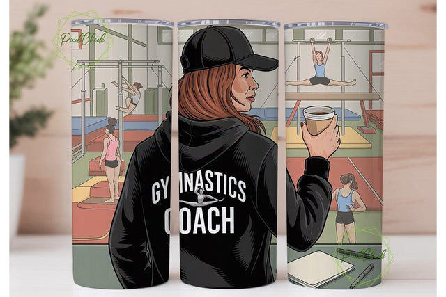 Gymnastics Coach 20oz Tumbler Wrap Sublimation PixelChick 