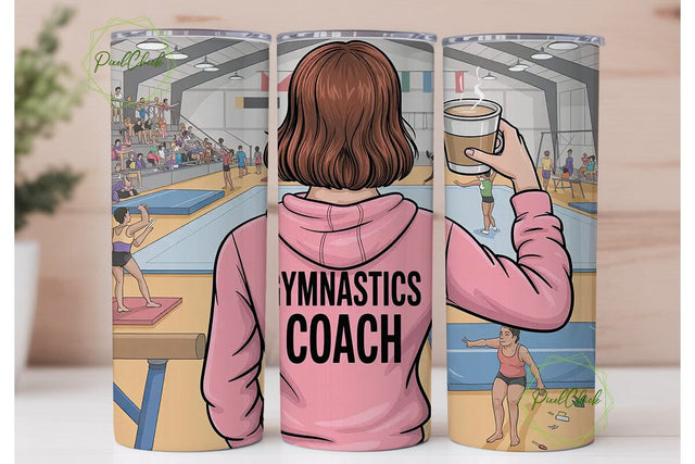 Gymnastics Coach 20oz Tumbler Wrap Sublimation PixelChick 