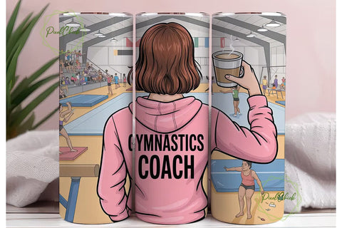 Gymnastics Coach 20oz Tumbler Wrap Sublimation PixelChick 