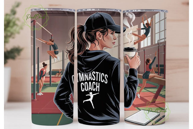 Gymnastics Coach 20oz Tumbler Wrap Sublimation PixelChick 