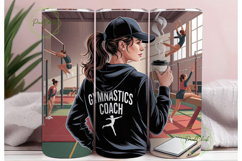 Gymnastics Coach 20oz Tumbler Wrap Sublimation PixelChick 