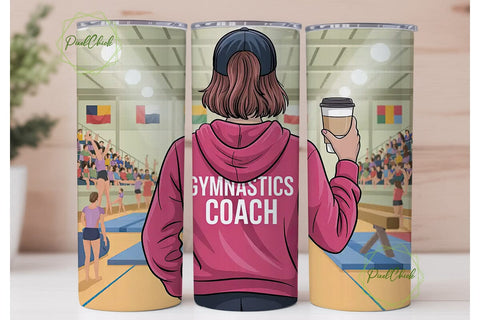 Gymnastics Coach 20oz Tumbler Wrap Sublimation PixelChick 