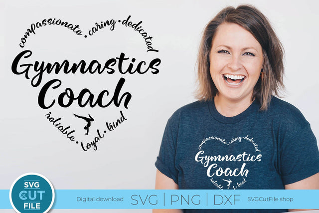Gymnastics coach svg for Cricut or Silhouette - heart SVG SVG Cut File 