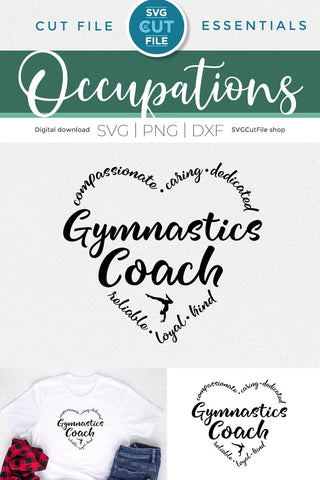 Gymnastics coach svg for Cricut or Silhouette - heart SVG SVG Cut File 