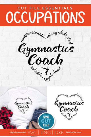 Gymnastics coach svg for Cricut or Silhouette - heart SVG SVG Cut File 