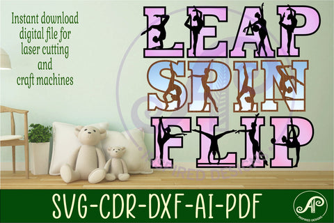 Gymnastics female silhouette letters alphabet set x 55 SVG APInspireddesigns 