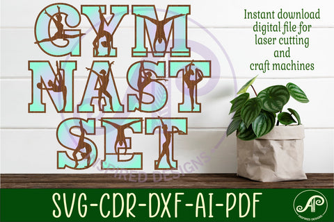 Gymnastics female silhouette letters alphabet set x 55 SVG APInspireddesigns 