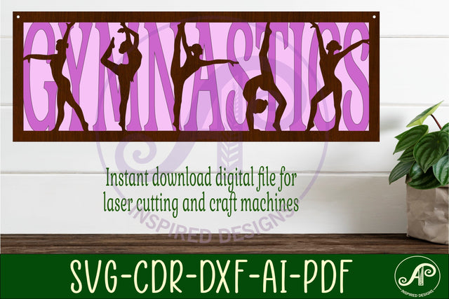 Gymnastics layered wall art sign, SVG file. vector file SVG APInspireddesigns 