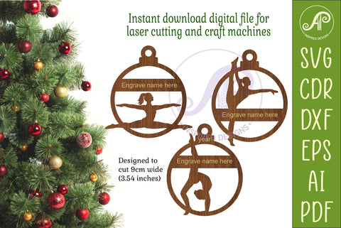 Gymnastics Ornament SVG Gymnast Christmas Decoration Laser SVG APInspireddesigns 