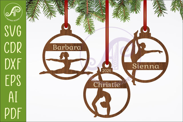 Gymnastics Ornament SVG Gymnast Christmas Decoration Laser SVG APInspireddesigns 