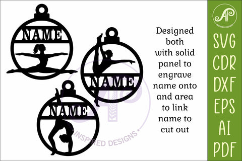 Gymnastics Ornament SVG Gymnast Christmas Decoration Laser SVG APInspireddesigns 