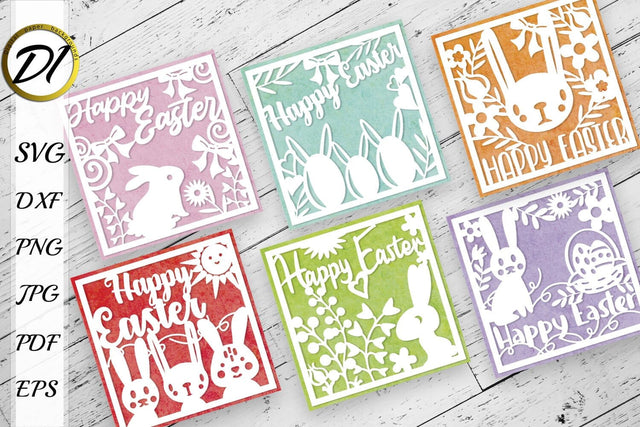 Haappy Easter Card SVG Bundle. Greeting Card Paper Cut 3D Paper Evgenyia Guschina 
