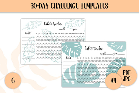 Habits Trackers Template Printable 30 Day Personal Challenge A4 Sheet PDF | Healthy Lifestyle Tracker Breaking Bad Habits | Digital Download Sublimation AnnaViolet_store 