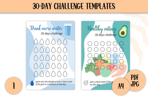 Habits Trackers Template Printable 30 Day Personal Challenge A4 Sheet PDF | Healthy Lifestyle Tracker Breaking Bad Habits | Digital Download Sublimation AnnaViolet_store 