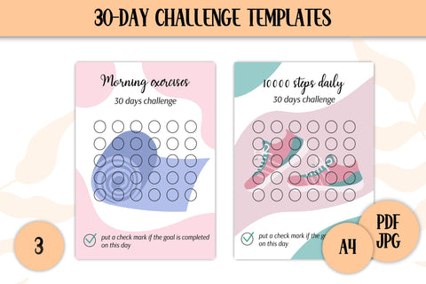 Habits Trackers Template Printable 30 Day Personal Challenge A4 Sheet PDF | Healthy Lifestyle Tracker Breaking Bad Habits | Digital Download Sublimation AnnaViolet_store 
