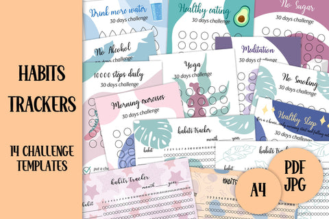 Habits Trackers Template Printable 30 Day Personal Challenge A4 Sheet PDF | Healthy Lifestyle Tracker Breaking Bad Habits | Digital Download Sublimation AnnaViolet_store 