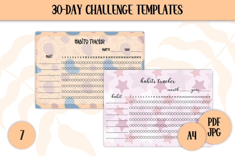 Habits Trackers Template Printable 30 Day Personal Challenge A4 Sheet PDF | Healthy Lifestyle Tracker Breaking Bad Habits | Digital Download Sublimation AnnaViolet_store 