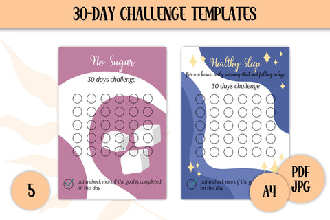 Habits Trackers Template Printable 30 Day Personal Challenge A4 Sheet PDF | Healthy Lifestyle Tracker Breaking Bad Habits | Digital Download Sublimation AnnaViolet_store 