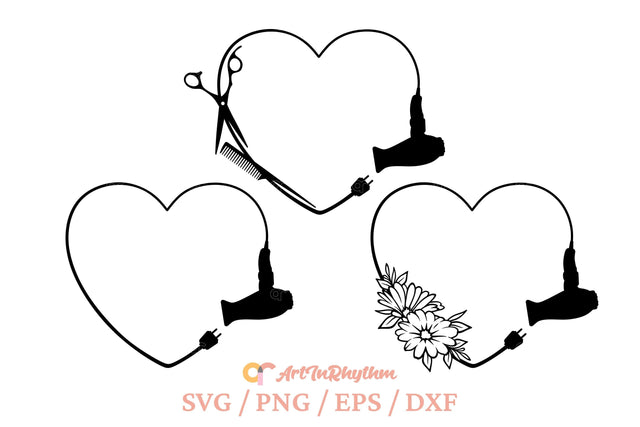 Hair Dryer Heart Svg, Hairdresser Svg, Hair Stylist Svg, Hair Hustler Svg, Hair Salon Svg SVG Artinrhythm shop 