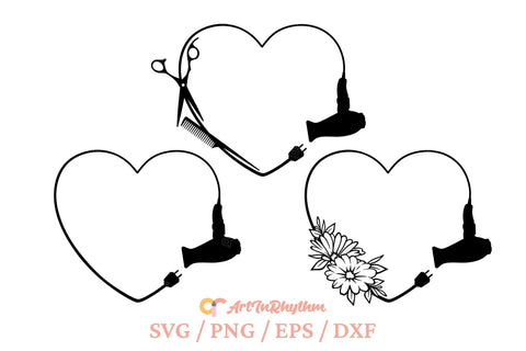 Hair Dryer Heart Svg, Hairdresser Svg, Hair Stylist Svg, Hair Hustler Svg, Hair Salon Svg SVG Artinrhythm shop 