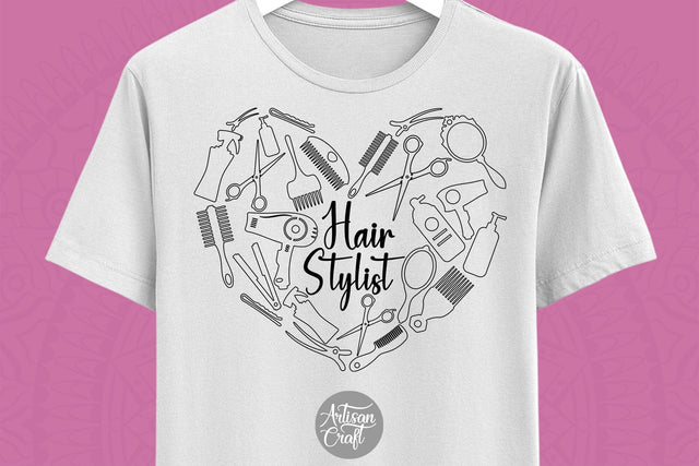 Hair stylist Doodle Collage PNG file Sublimation Artisan Craft SVG 