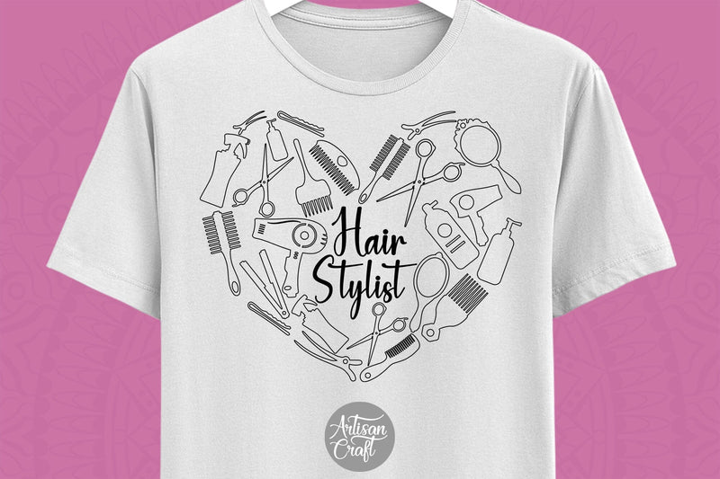 Hair stylist Doodle Collage PNG file Sublimation Artisan Craft SVG 