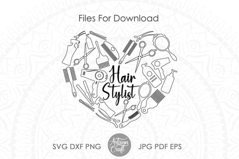 Hair stylist Doodle Collage PNG file Sublimation Artisan Craft SVG 