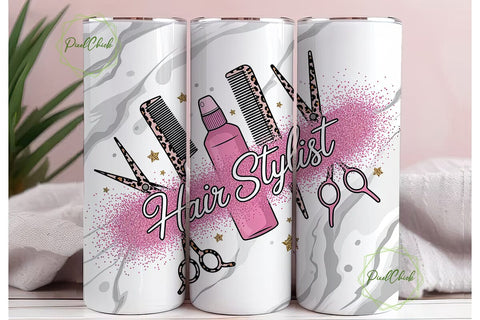Hair Stylist Glitter Marble 20oz Tumbler Sublimation PixelChick 