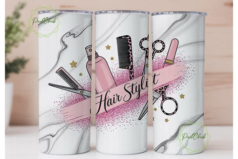 Hair Stylist Glitter Marble 20oz Tumbler Sublimation PixelChick 