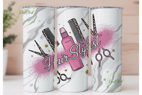 Hair Stylist Glitter Marble 20oz Tumbler Sublimation PixelChick 