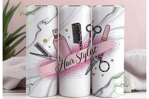 Hair Stylist Glitter Marble 20oz Tumbler Sublimation PixelChick 