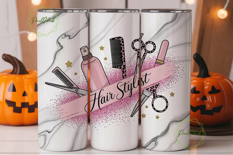 Hair Stylist Glitter Marble 20oz Tumbler Sublimation PixelChick 