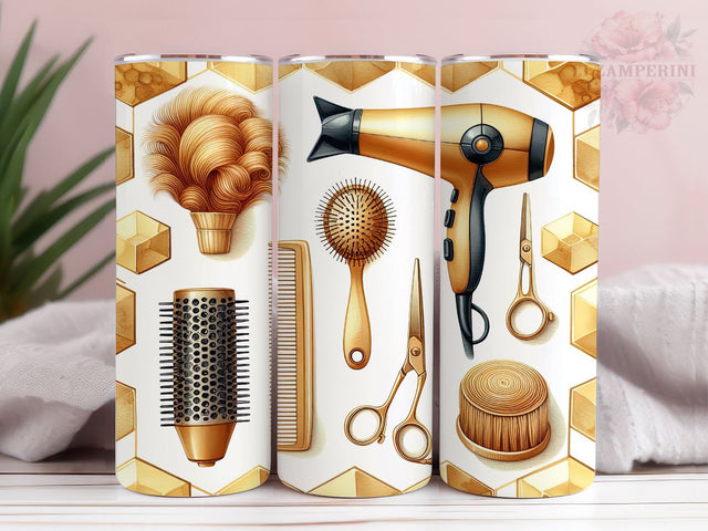 Hair Stylist Gold 20oz Tumbler Wrap PNG, Stylist Tumbler Png, Straight & Tapered Tumbler Wrap, Instant Digital Download Sublimation Li Zamperini 