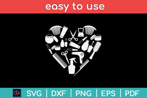 Hair Stylist Hairdresser Tools Matching Heart Decoration Svg Design SVG artprintfile 