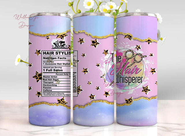 Hair Stylist Tumbler Wrap, Nutrition Facts, Seamless 20oz Skinny Tumbler Sublimation, Instant PNG Download Sublimation WillowSageDesign 