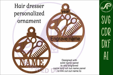 Hairdresser Christmas Ornament SVG laser cut SVG APInspireddesigns 
