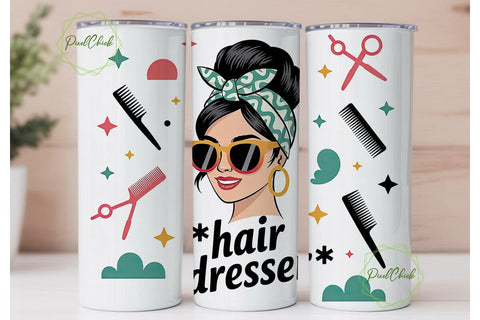 Hairdresser Tumbler Wrap Design Sublimation PixelChick 
