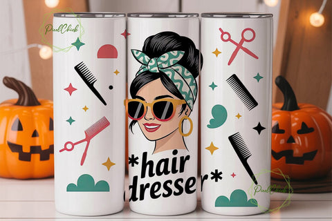 Hairdresser Tumbler Wrap Design Sublimation PixelChick 