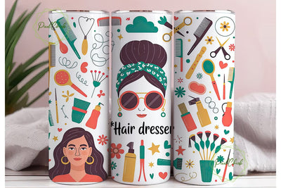Hairdresser Tumbler Wrap Design Sublimation PixelChick 